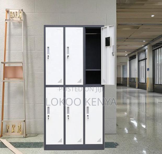Office Cabinet; Secured Steel-Metal 6 Door Office Storage Cabinet