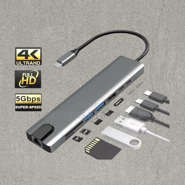 8 in 1 Type C Multi Function Hub Hdmi Usb 3.0 Sd Tf Ethernet Port