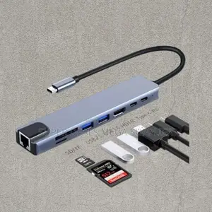 8 in 1 Type C Multi Function Ultra Hd Hub With Ethernet and Hdmi