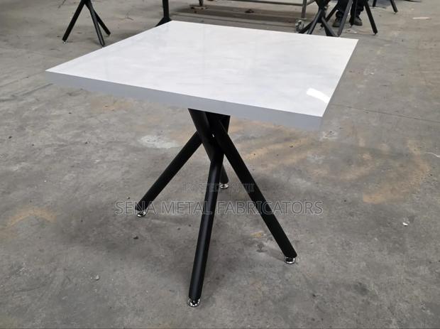 X-Frame Restaurant Table With White Glossy Top