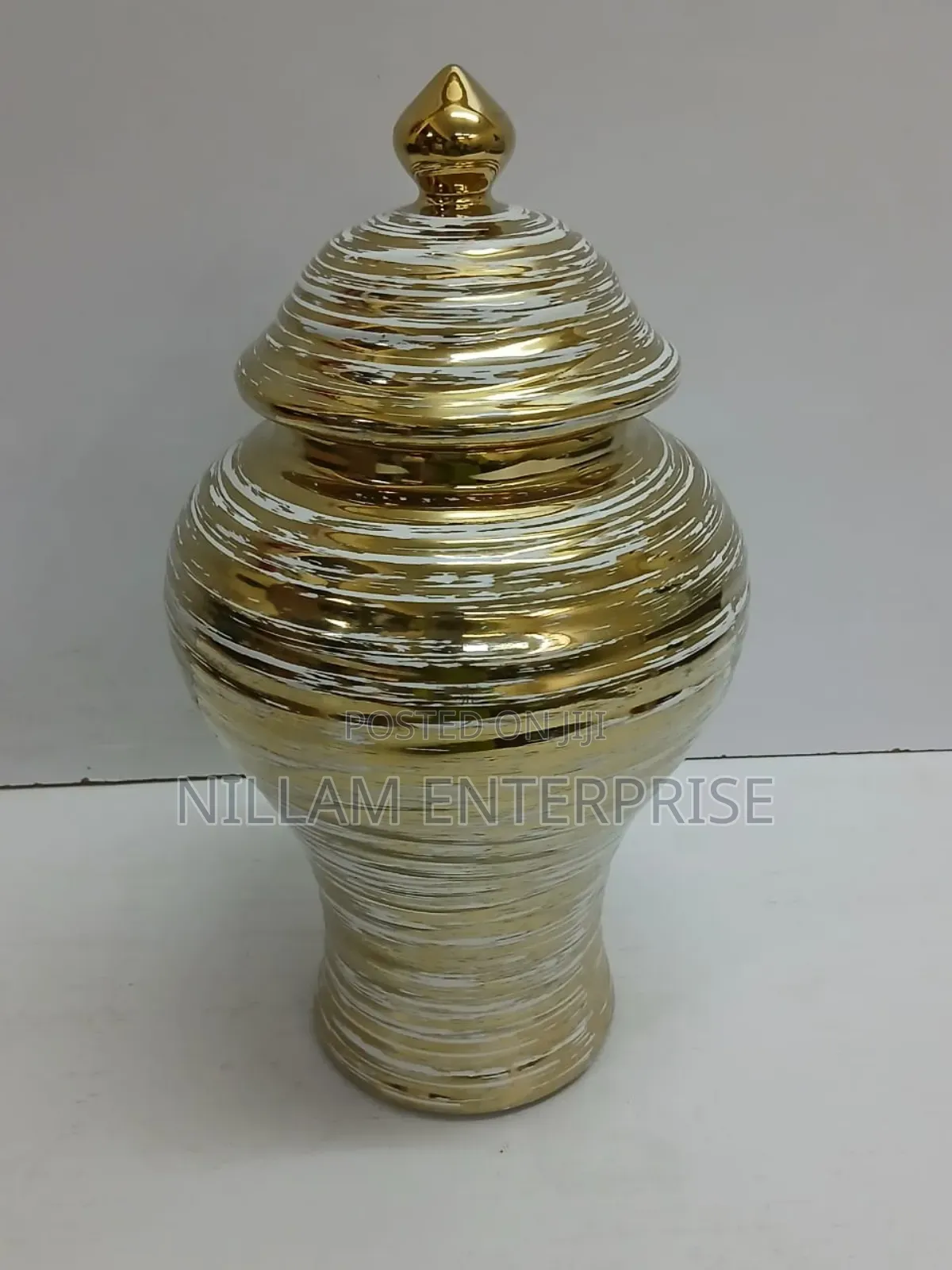 Ceremic Gold-Plated White Vase-Ginger