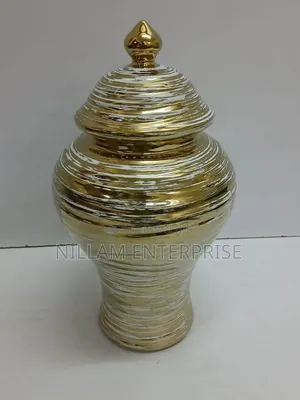 Ceremic Gold-Plated White Vase-Ginger