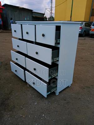 White Chest of Drawers With Black Knobs - main view