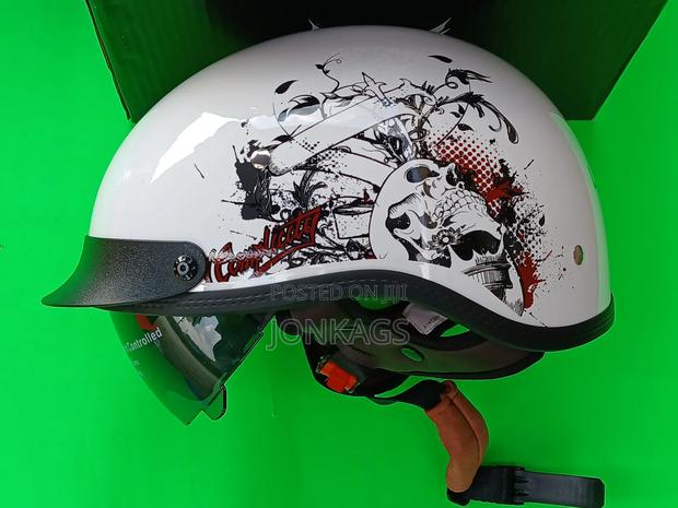 Retro White Half Multipurpose Helmet - thumbnail 2