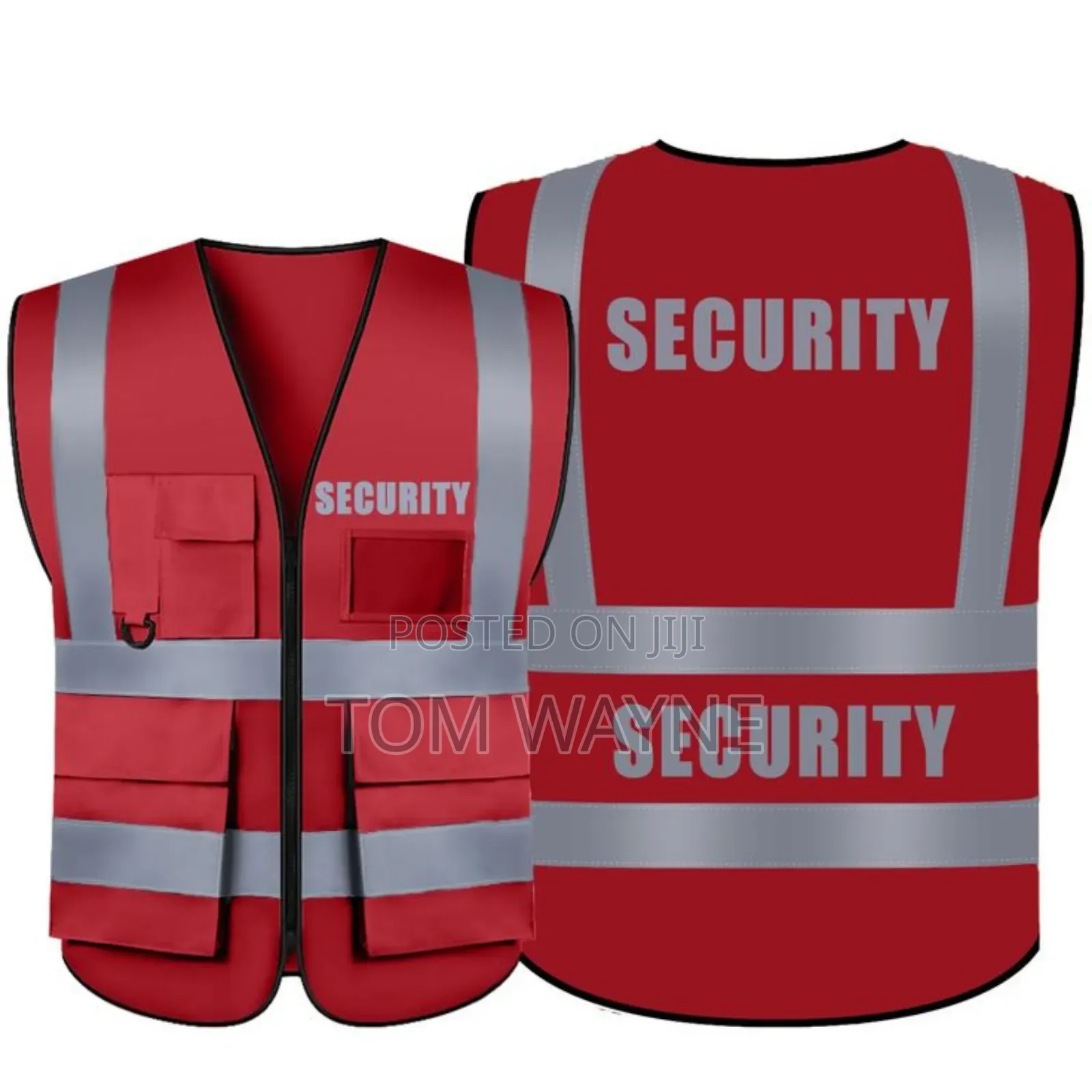Red Executive Reflector Jackets With Pockets And A Zipper