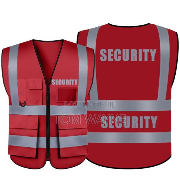 Red Executive Reflector Jackets With Pockets And A Zipper