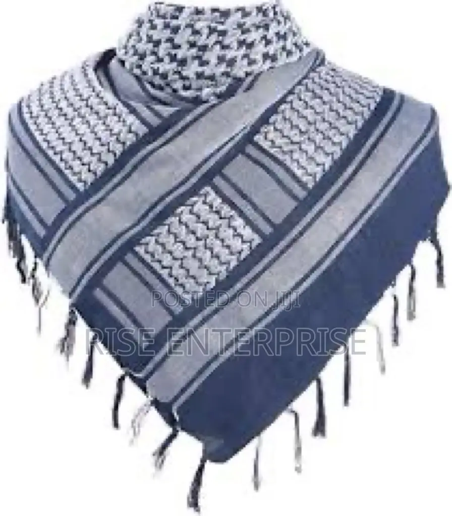 Arafat Scarf- White and Navy Blue