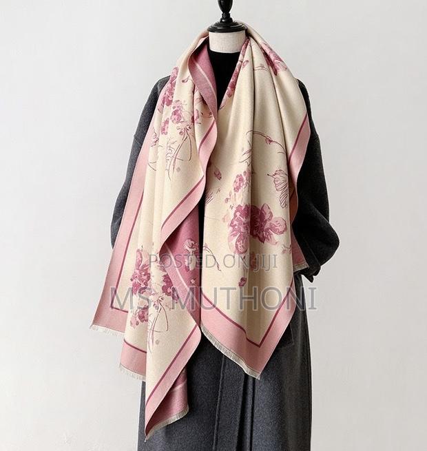 Chic Purple / Red / Pink Floral Cashmere Scarf Shawls - thumbnail 2