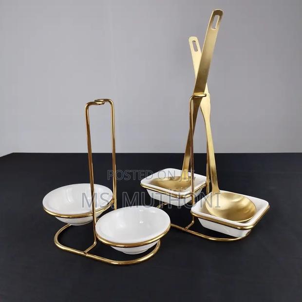 Double Ceramic Serving Soup Spoon / Ladle Holder - main view