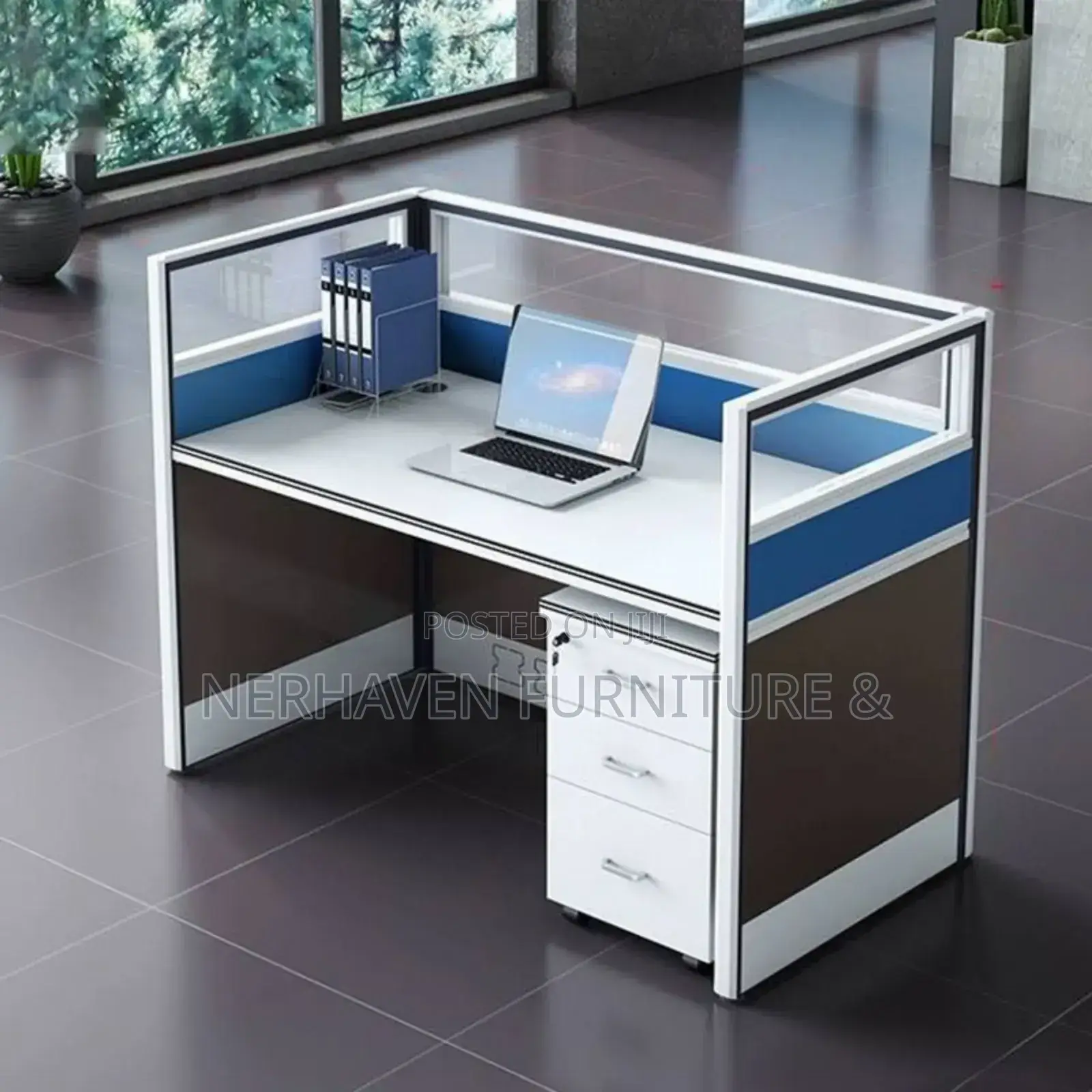 Open Plan Office Workstation With Cable Management
