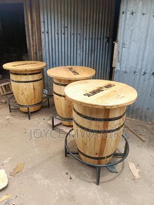 Branded Barrel Bar Tables - main view
