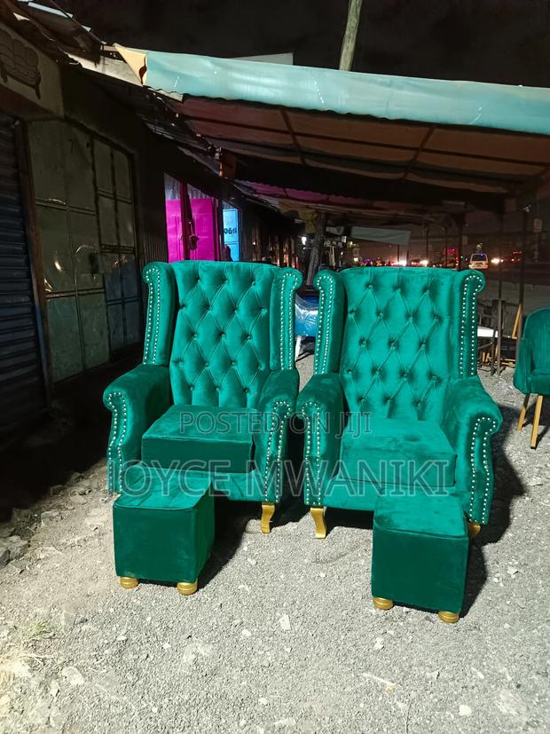 2 Pedicure Green Seats Plus Poufs  - main view