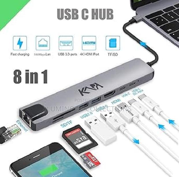 8 in 1 Type C to Hdmi Converter, Rj45, Usb, Sd - main view