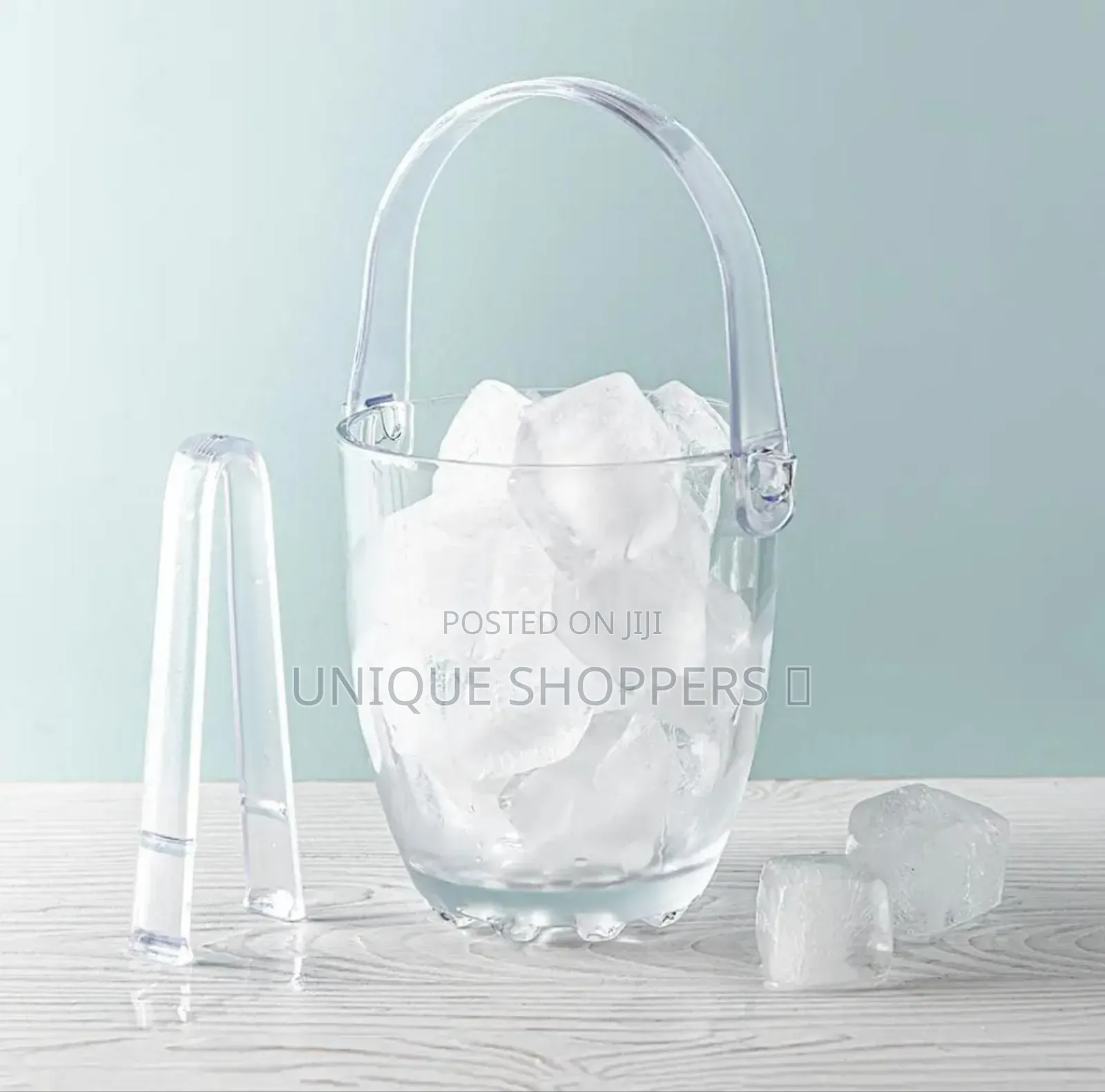 Ice Bucket and Tong
Material: Glass