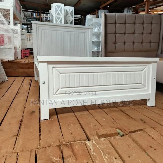 5x6 Modern White Wooden Bed Frame - main view