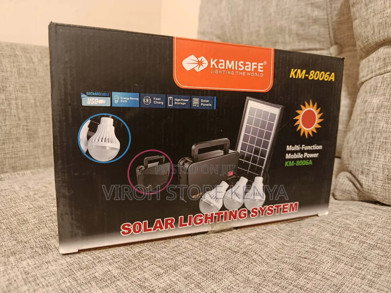 Kamisafe Solar Lamp Rechargeable Three Bulbs Portable Camping Light