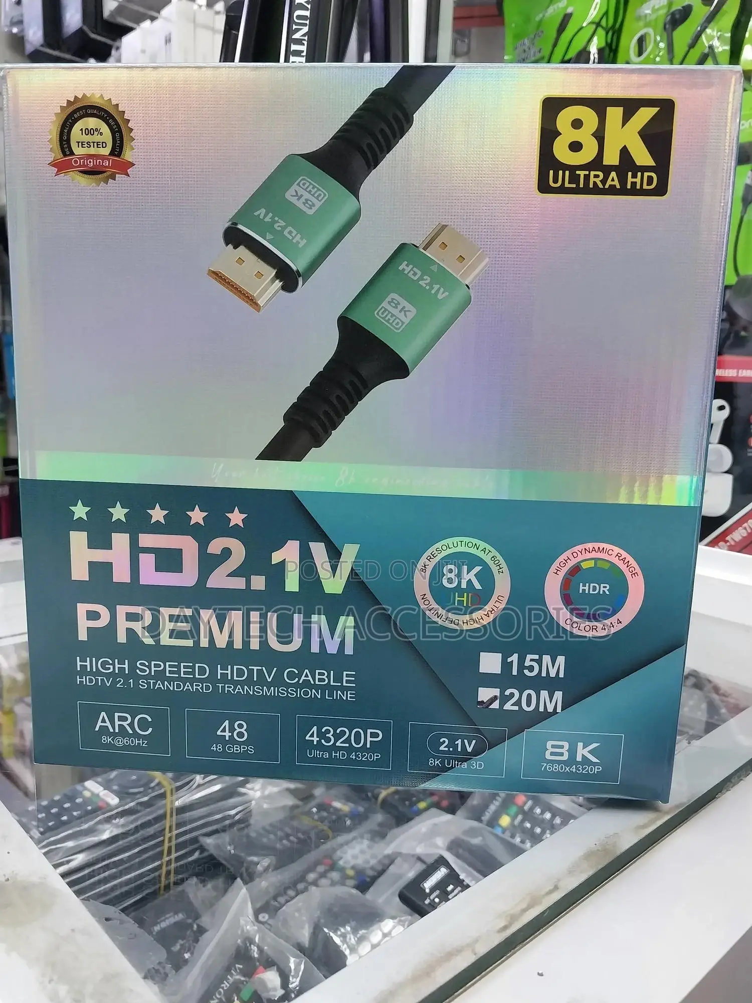 20m Hdmi 2.1 Ultra High Speed Cable /60hz /120hz.