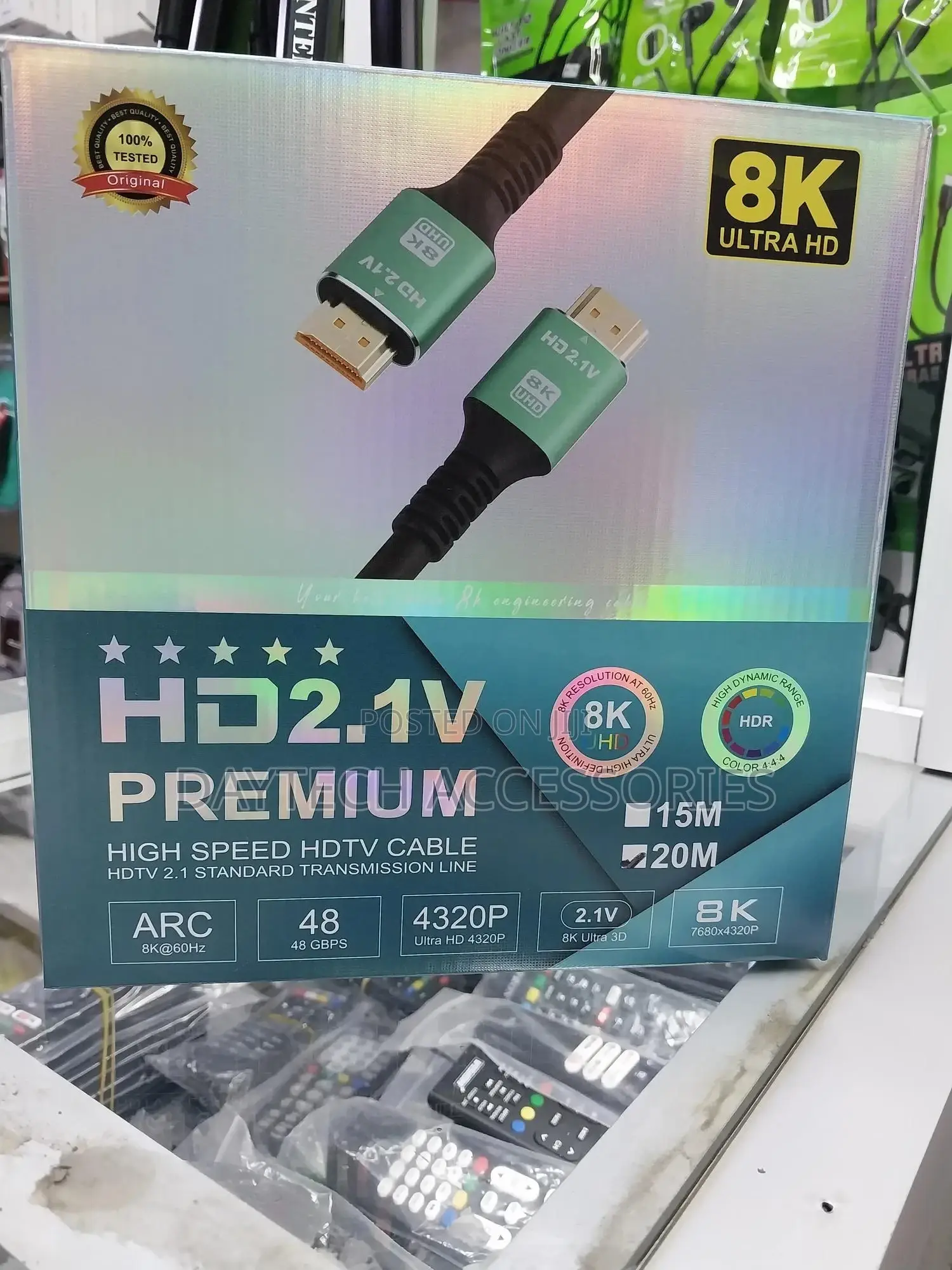 20m Hdmi 2.1 Ultra High Speed Cable /60hz /120hz.