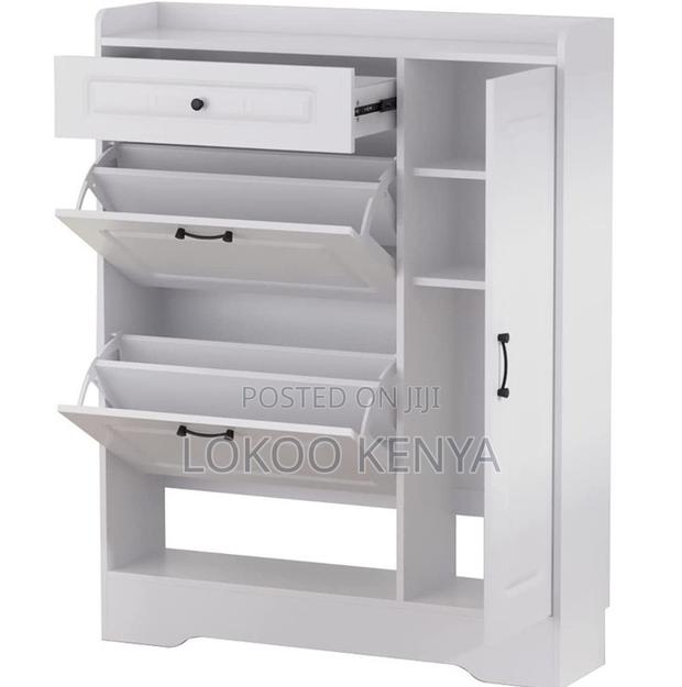 Rack Cabinet; Modern White Wood 3 Drawer Shoe Rack Storage Cabinet - thumbnail 8
