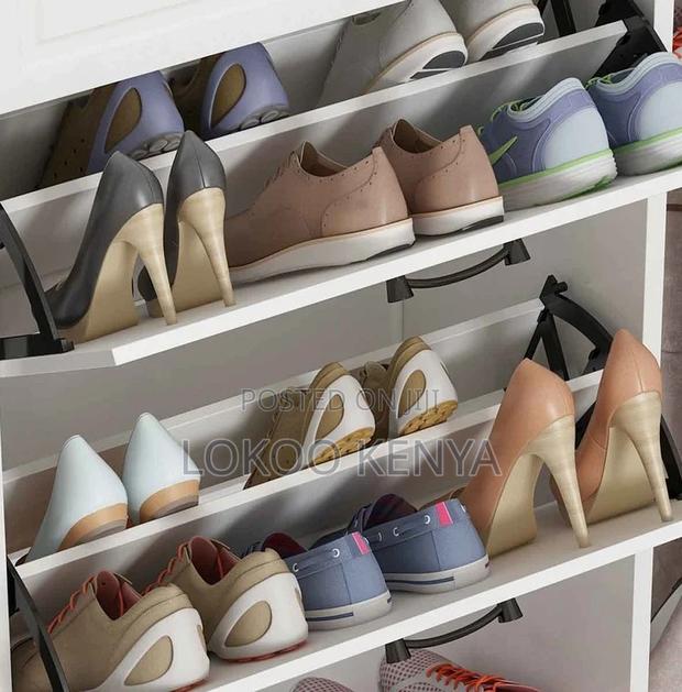 Rack Cabinet; Modern White Wood 3 Drawer Shoe Rack Storage Cabinet - thumbnail 13
