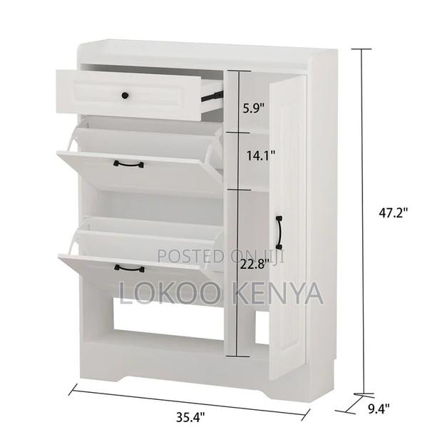 Rack Cabinet; Modern White Wood 3 Drawer Shoe Rack Storage Cabinet - thumbnail 14