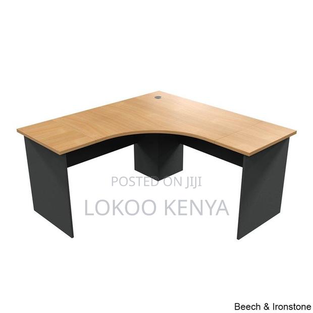 Office Desk; 1.4m Customized Curved Brown Wood Office Work Desk - thumbnail 2