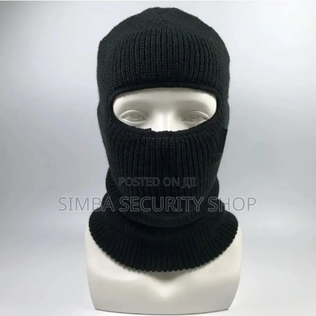Knitted Balaclava One Hole Full Face Mask Knit Warm Winter Black Fm11