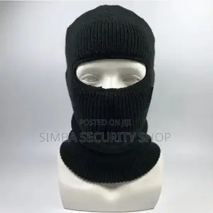 Knitted Balaclava One Hole Full Face Mask Knit Warm Winter Black Fm11