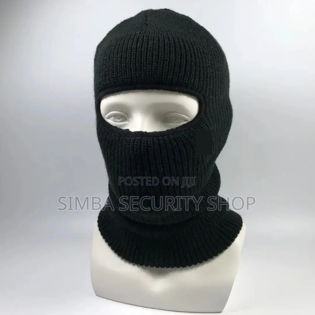 Knitted Balaclava One Hole Full Face Mask Knit Warm Winter Black Fm11