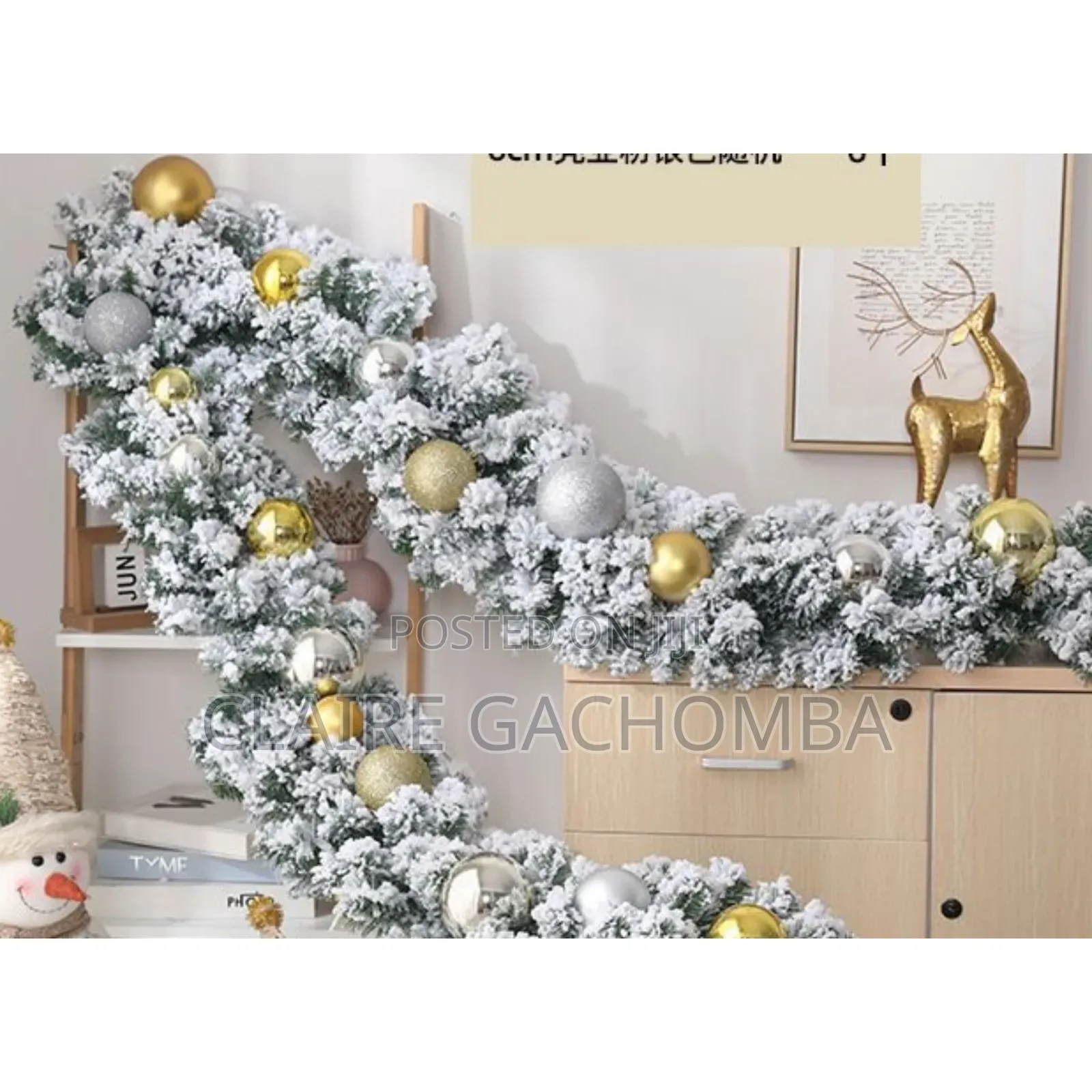 2.7m Christmas Pine Garland Snow Flocking Falling Cedar Rattan