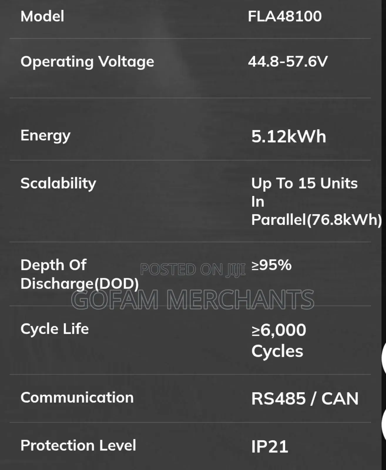Felicity Fla48100 48v 100ah 5kwh Sodium Lithium Battery