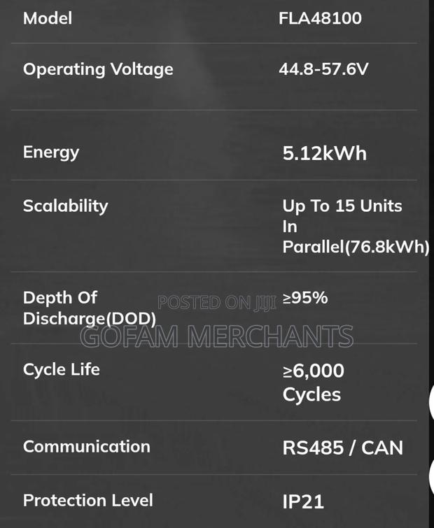 Felicity Fla48100 48v 100ah 5kwh Sodium Lithium Battery - thumbnail 3