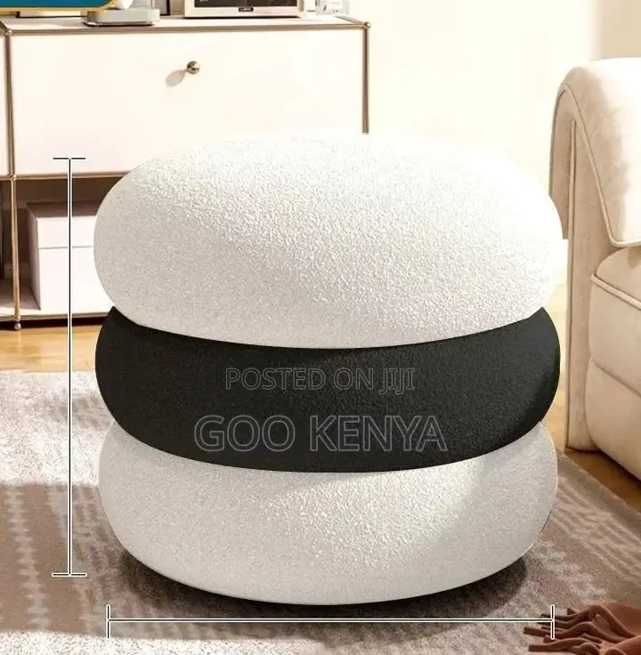 Home Stool; Comfortable Lamb Fleece Make-Up Stool for Dressing Desk