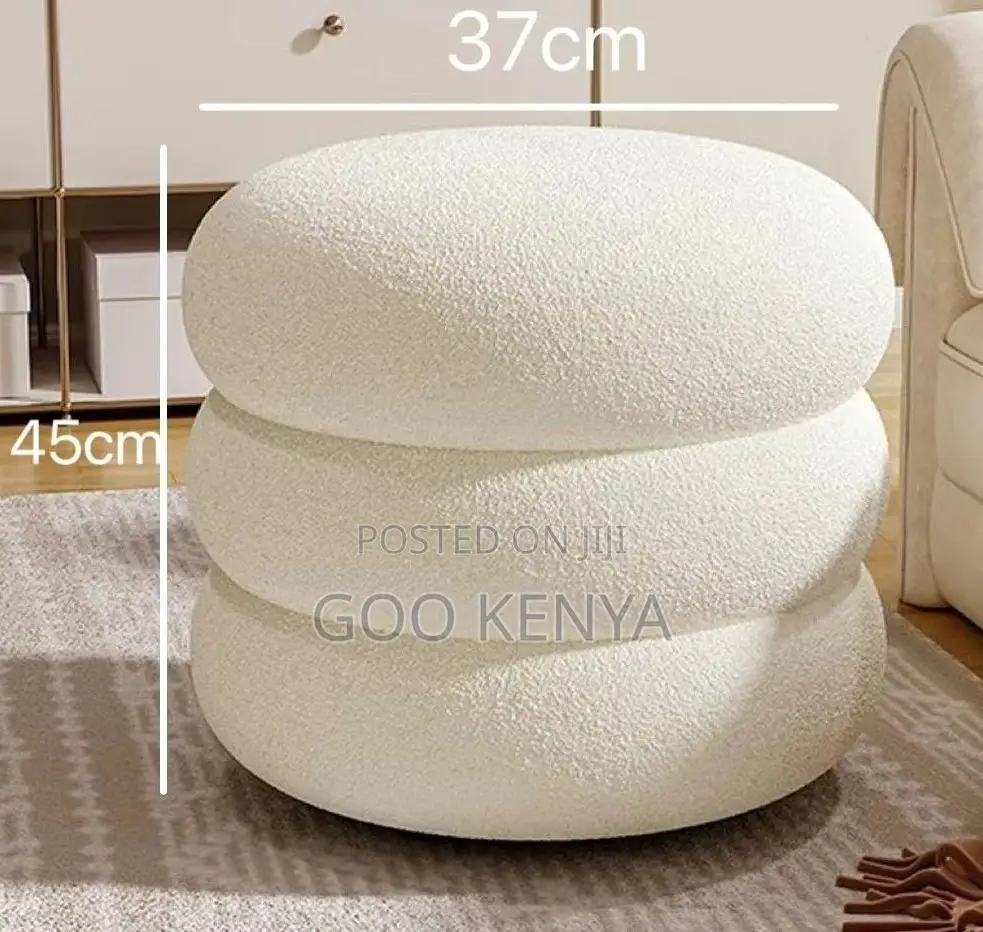 Home Stool; Comfortable Lamb Fleece Make-Up Stool for Dressing Desk