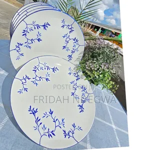 6pcs White Blue Ceramic Plate*