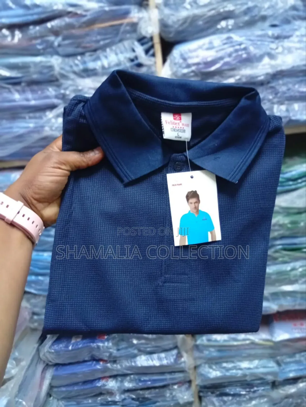 Royal and Navy Dotted Polo