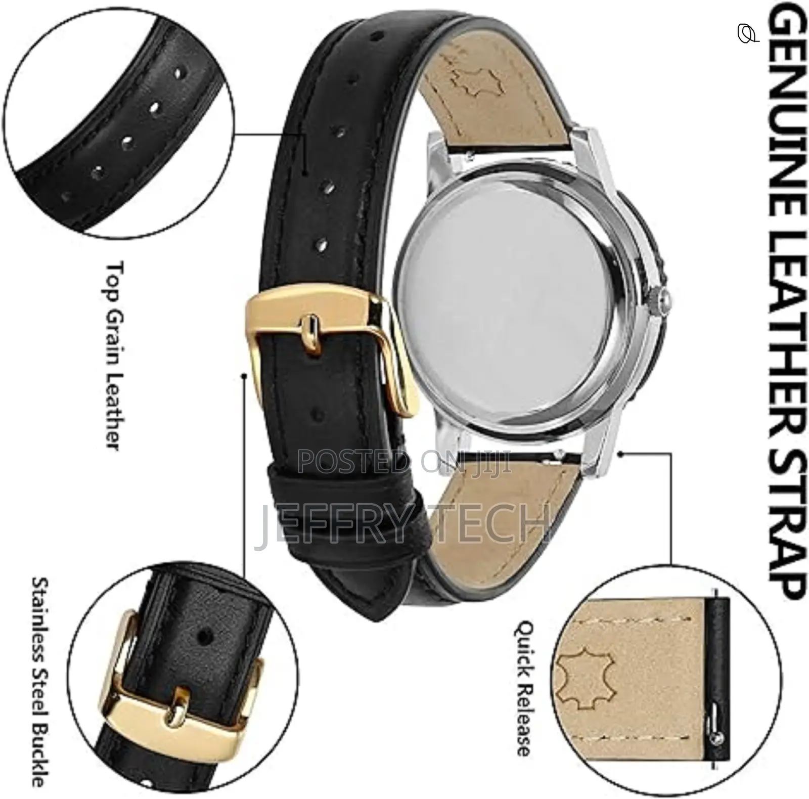 Bisons Elegant Leather Watch Straps Straps, Quick Release, Watch Bands