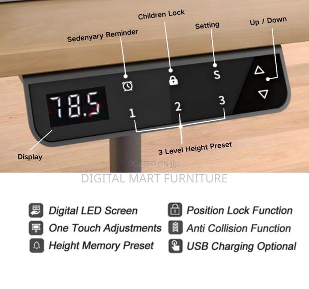 Office Desk: Ergonomic Electrical Black Standing Desk - thumbnail 8
