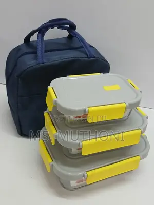 3 Pieces Glass Lunch Box With Lunch Bag*