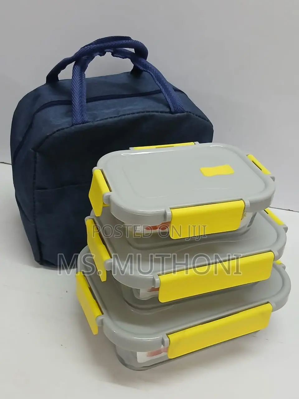 3 Pieces Glass Lunch Box With Lunch Bag*