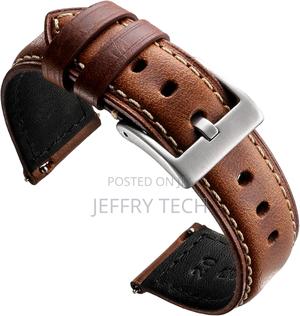 Pikmre Genuine Leather Watch Straps for Men Women 22mm, Brown