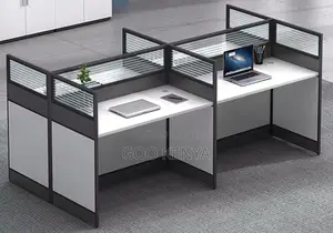 Office Work Station; 4-Person Modern Office Workstation With Storage