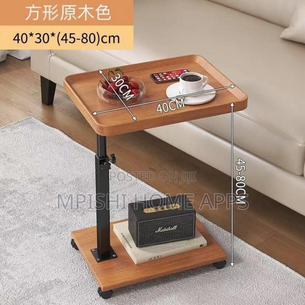 Adjustable Height Coach Side Table With Wheels - Brown - main view