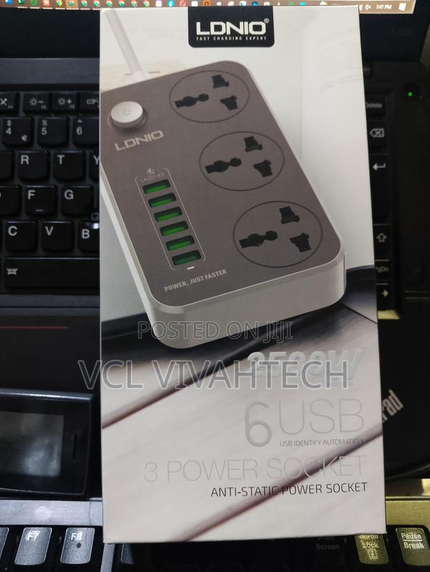 Ldnio Anti-Static 3 Way Power Extension With 6 Usb