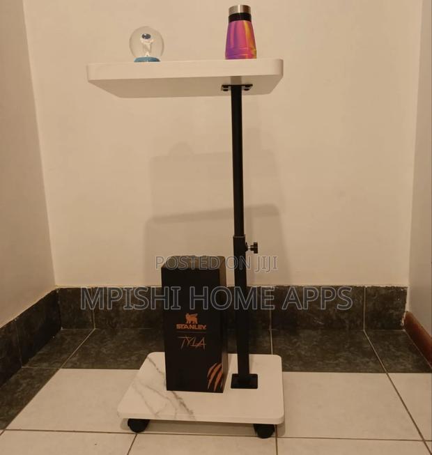 Adjustable Height Coach Side Table With Wheels - White - thumbnail 2