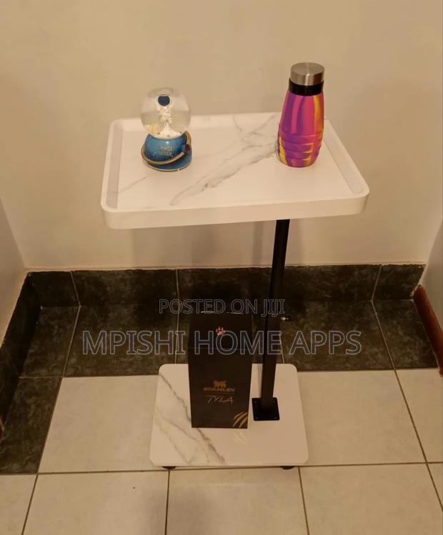 Adjustable Height Coach Side Table With Wheels - White - thumbnail 3