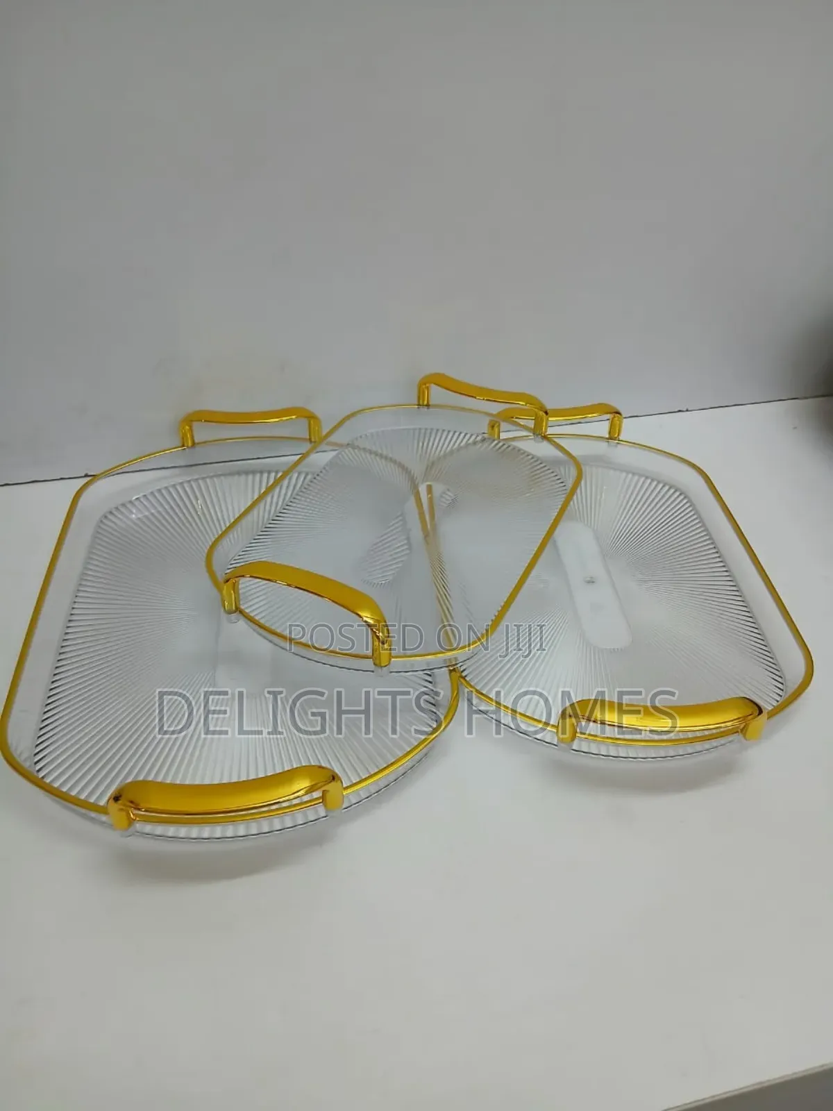 3in1 Striped Tray With Gold Rimmed Handles-Alp