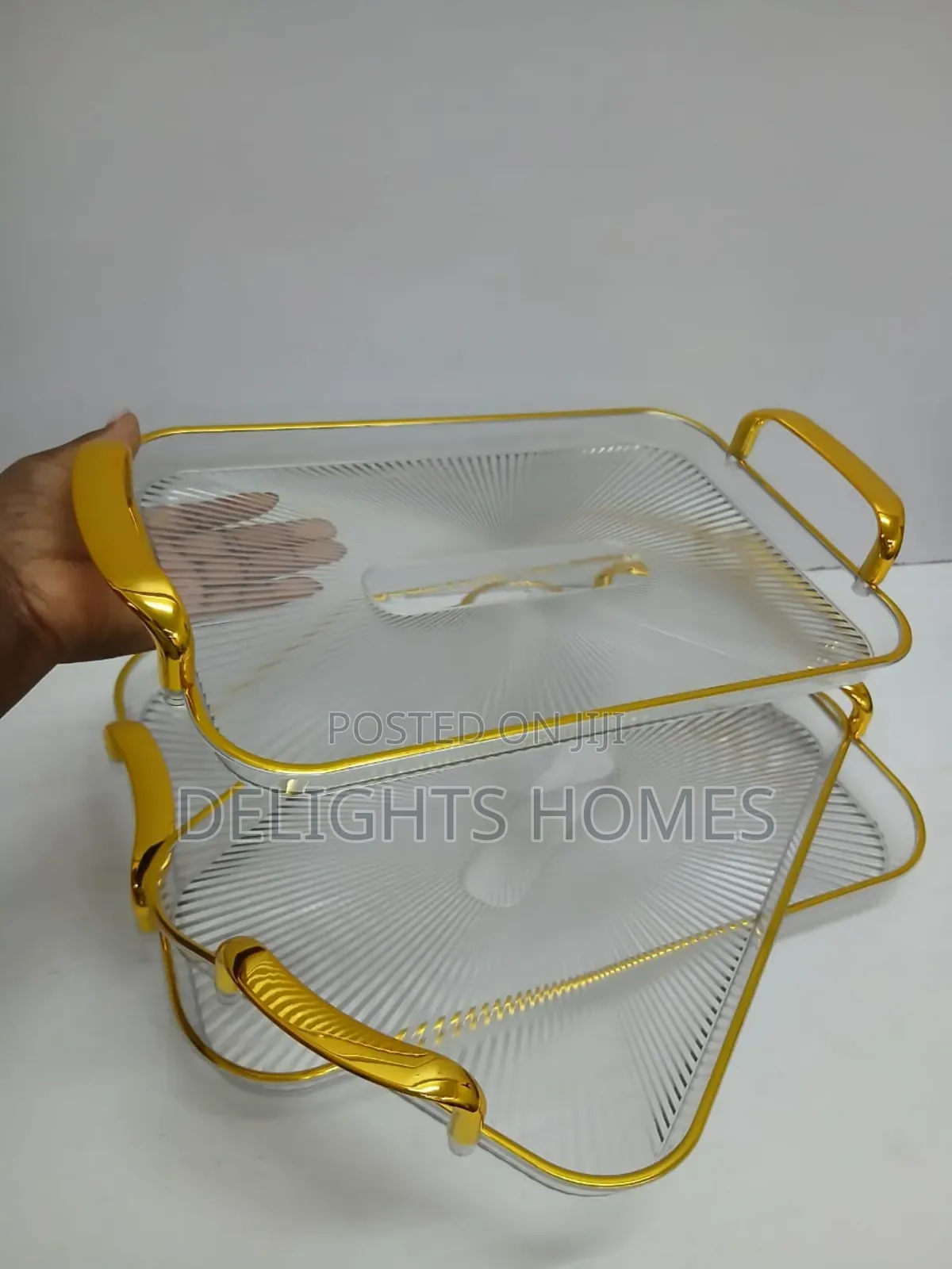 3in1 Striped Tray With Gold Rimmed Handles-Alp