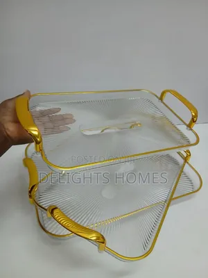 3in1 Striped Tray With Gold Rimmed Handles-Alp