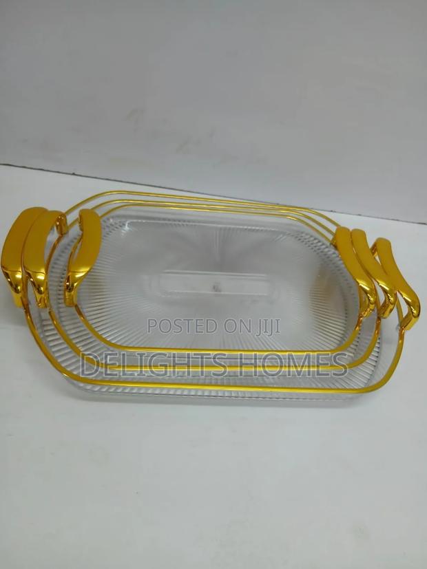 3in1 Striped Tray With Gold Rimmed Handles-Alp